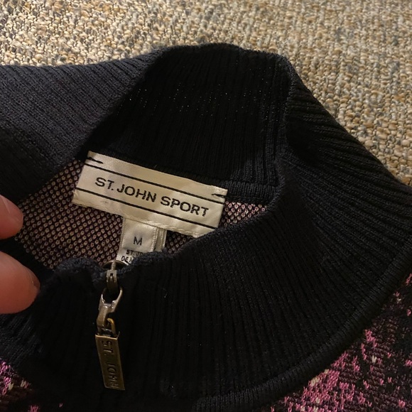 St John Wool Full Zip Snakeskin Print Cardigan Knit Sweater Purple Womens Sz Med - Picture 7 of 8